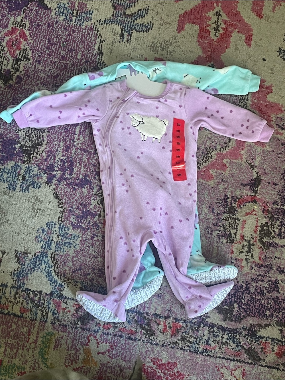 ViVI Lavender Footed One-Piece Pajama with Sheep Applique